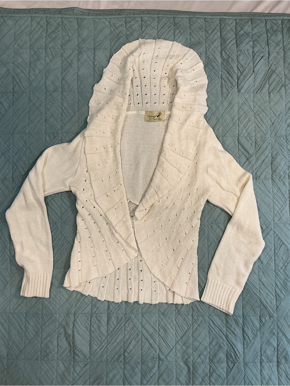 Oonagh by Nanette Lepore Cream Hooded Open-Front Knit Cardigan